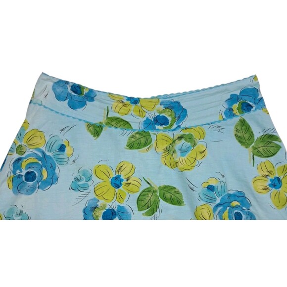 Vintage Liz Claiborne Skirt Women's 14 Blue‎ Linen Blend Floral A Line Spring - Picture 4 of 12